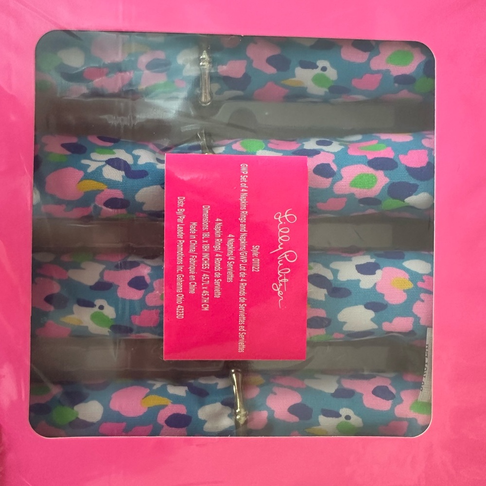 Lilly Pulitzer Colorful 8 Napkin and Napkin Ring Set - Picture 2 of 3